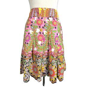 Cabi Ashbury Skirt Sz 4 Floral High Rise A Line Pleated Groovy Boho Retro Y2K